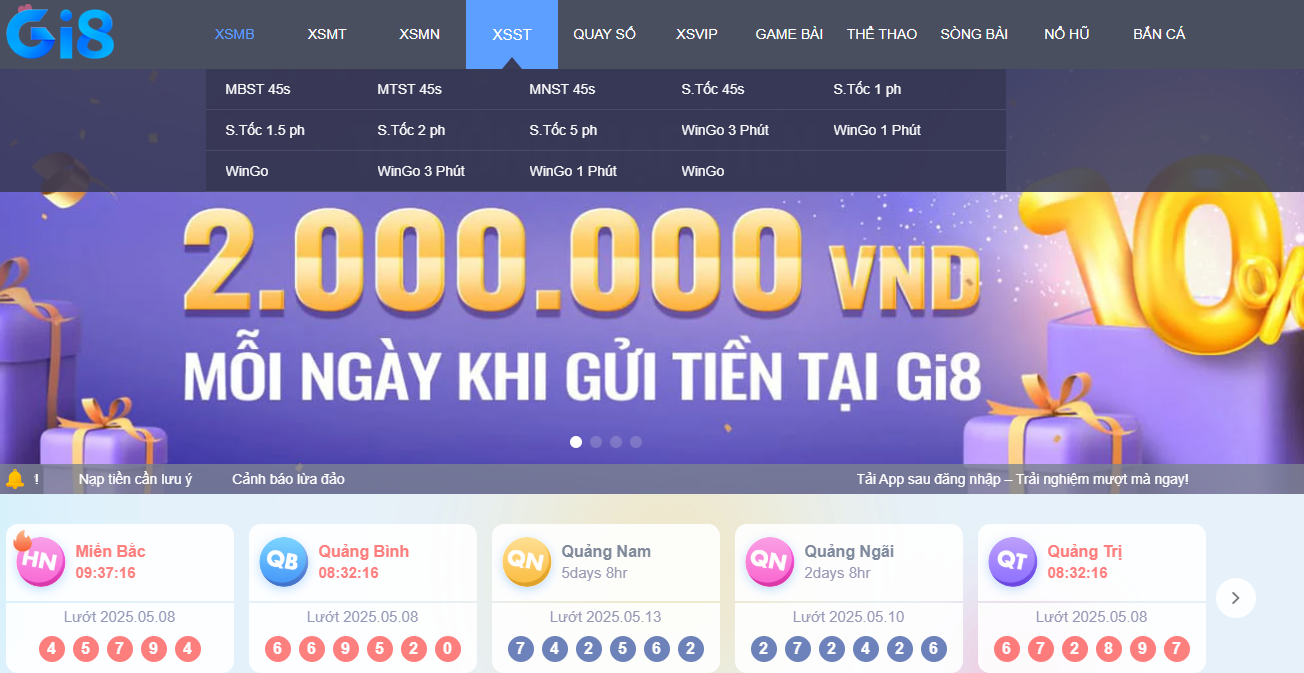 Xổ số Gi8 đa dạng các loại hình hot nhất thị trường.
