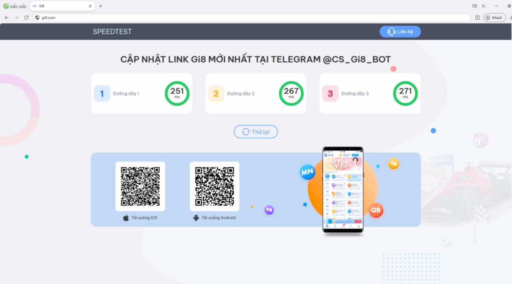 cập nhật link đăng nhập Gi8