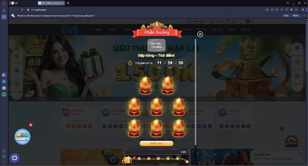Giao diện website đăng nhập Gi8 trên LDplayer