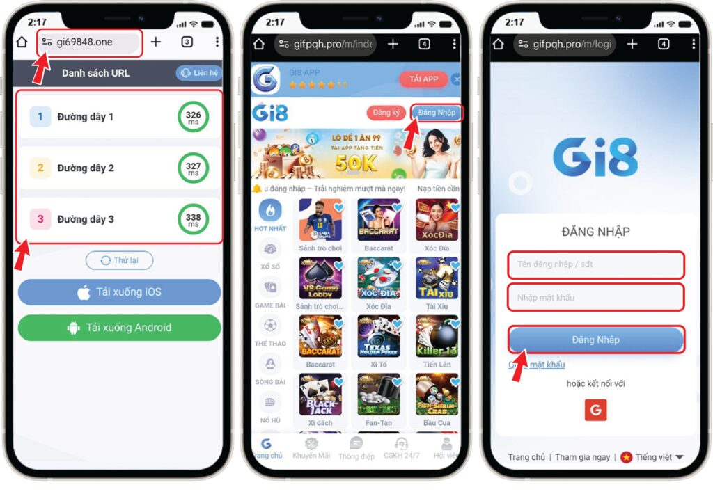Hướng dẵn đăng nhập Gi8 trên mobile