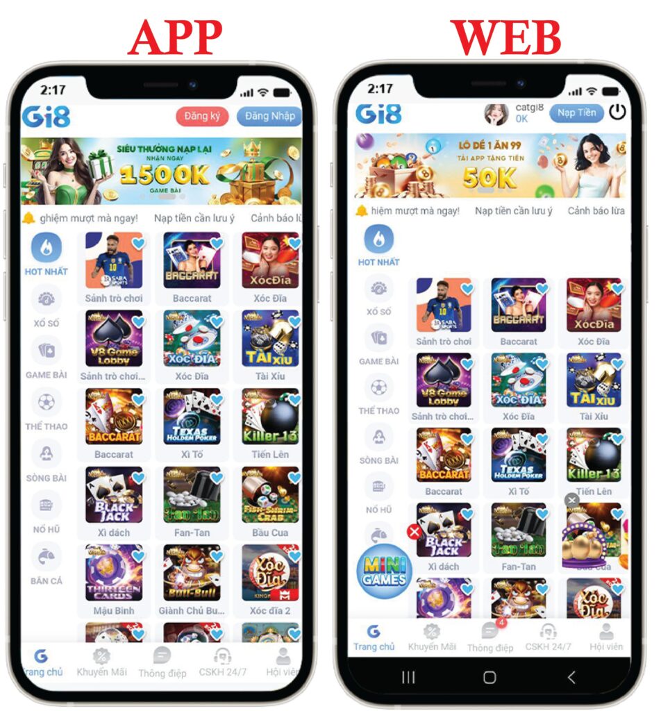 Gi8 App vs Gi8 Web
