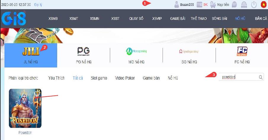 Các bước vào poseidon gi8