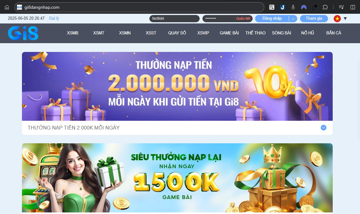 Ưu đãi đăng nhập Gi8