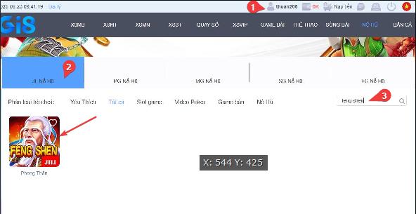 Các bước vào game feng sheng tại Gi8