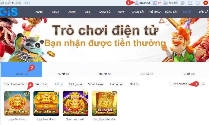 Hướng dẫn vào Fortune Gems nhanh